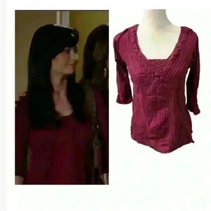 ASO Jena Hamilton MTV Awkward Wine Blouse Lace Detail